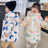 New Style Children's Down Jacket Middle Long Cute Thickened Cotton - Enfance-Heureuse