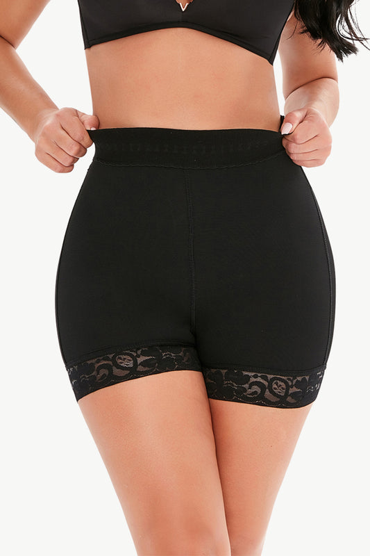 Full Size Pull-On Lace Trim Shaping Shorts - Enfance-Heureuse