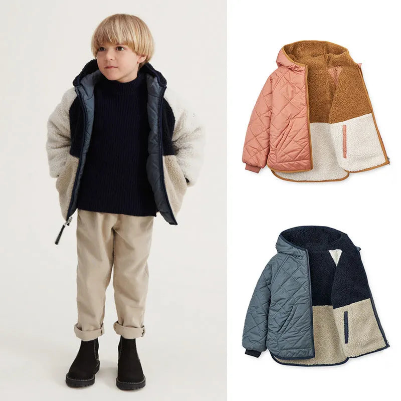 Veste en coton à capuche double face pour enfants