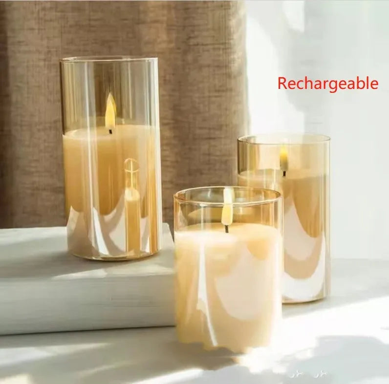 Electroplated Glass LED Electronic Candle Lights Wholesale Rechargeable - Enfance-Heureuse