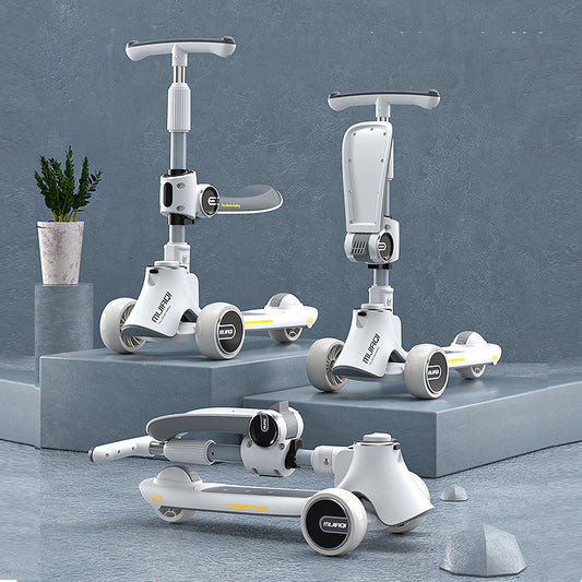 Children's Three-in-one Scooter Can Sit And Slide - Enfance-Heureuse