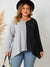Honey Plus Size Contrast Notched Neck T-Shirt - Enfance-Heureuse