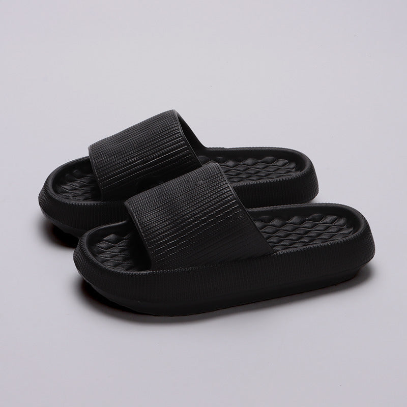 Summer EVA Slippers Solid Color Rhombus Stripe Anti-slip Slippers New Women's Home Shoes - Enfance-Heureuse