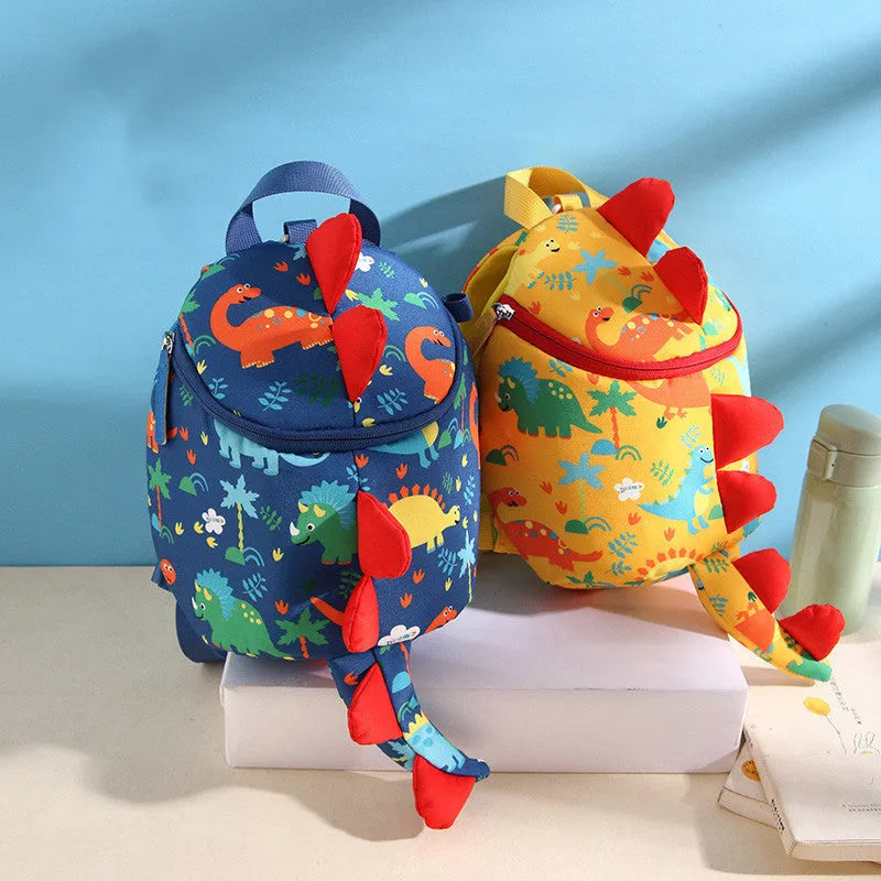 Mochila escolar de dinosaurios de dibujos animados antipérdida para niños Mochila de jardín de infantes