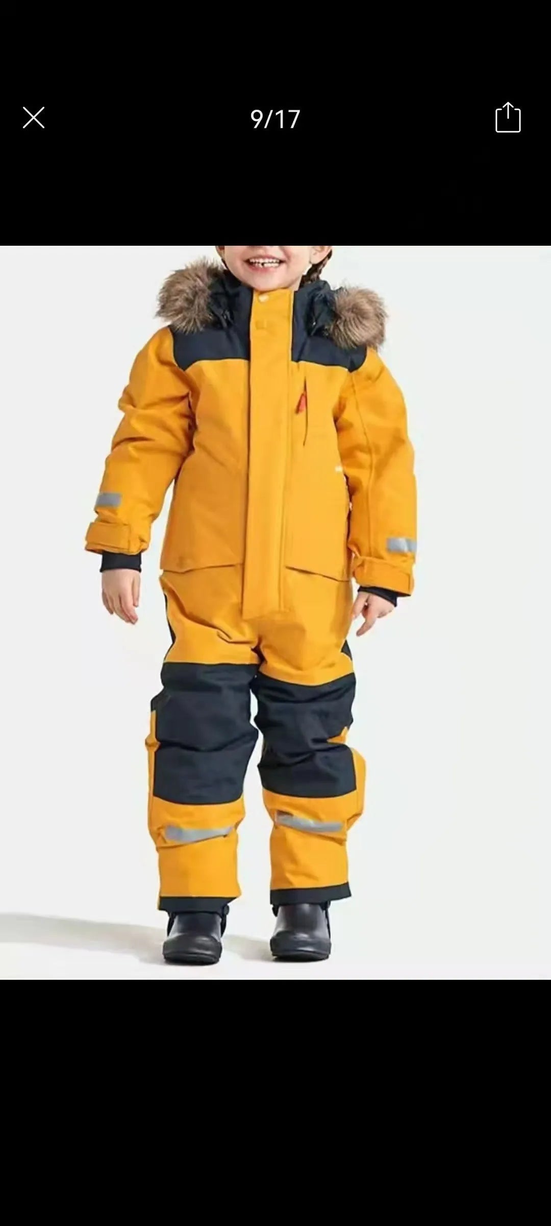 Windproof Waterproof Thickened Luminous Children's One-piece Ski Suit Boys' And Girls' Cotton-padded Clothes