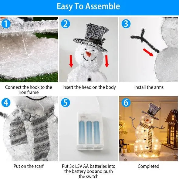 LED Christmas Snowman Decoration Light Collapsible Battery Operated - Enfance-Heureuse