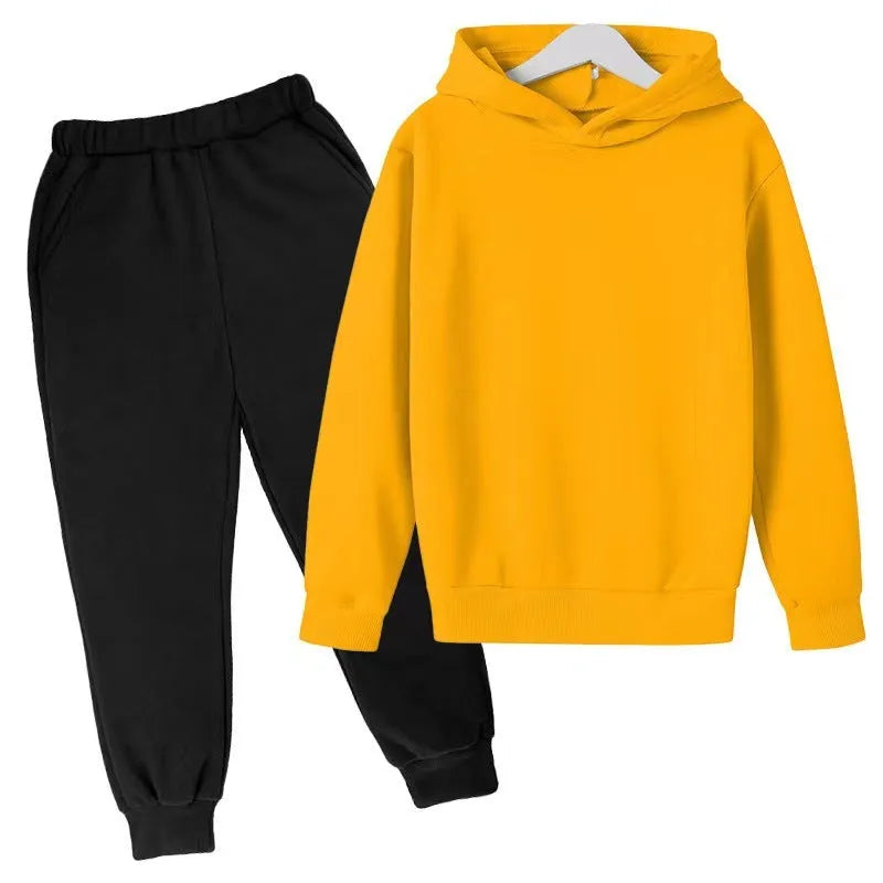 Conjunto de color liso con sudadera con capucha y pantalones holgados de forro polar, conjunto de dos piezas