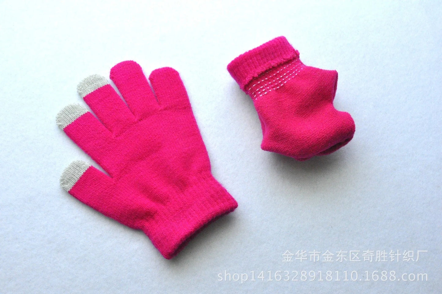 Gants tricotés pour écran tactile pour enfants, chauds et froids