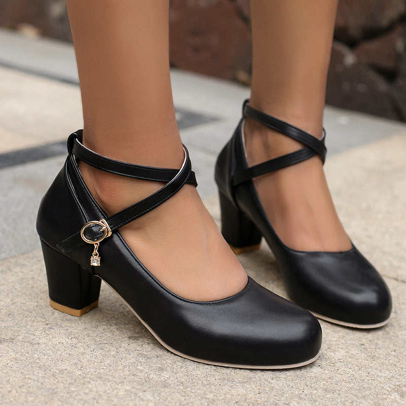 Chunky Heel High Heel Shoes Mary Jane Shoes Work Shoes - Enfance-Heureuse
