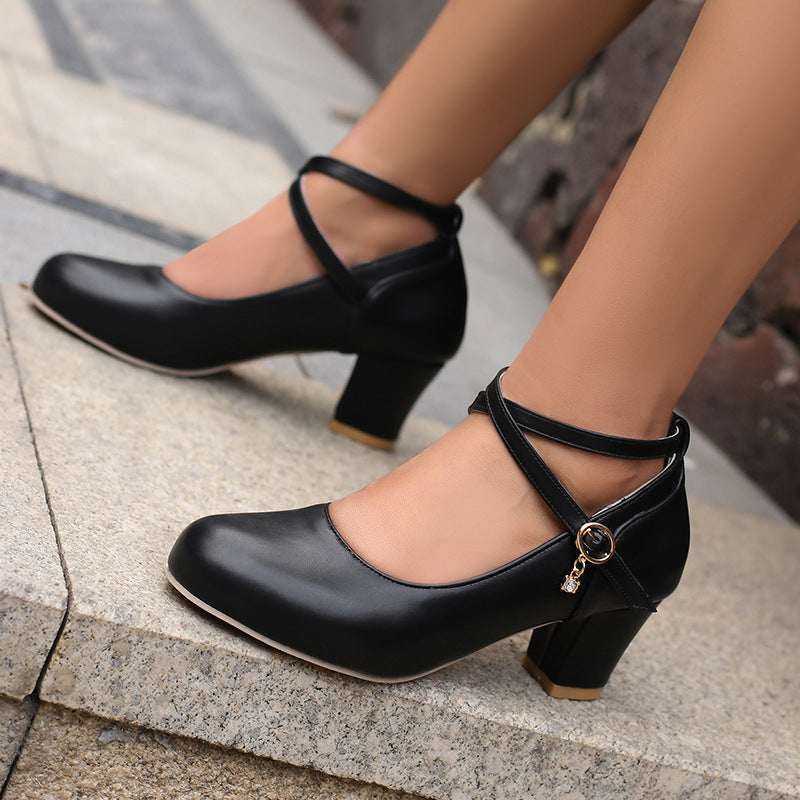 Chunky Heel High Heel Shoes Mary Jane Shoes Work Shoes - Enfance-Heureuse