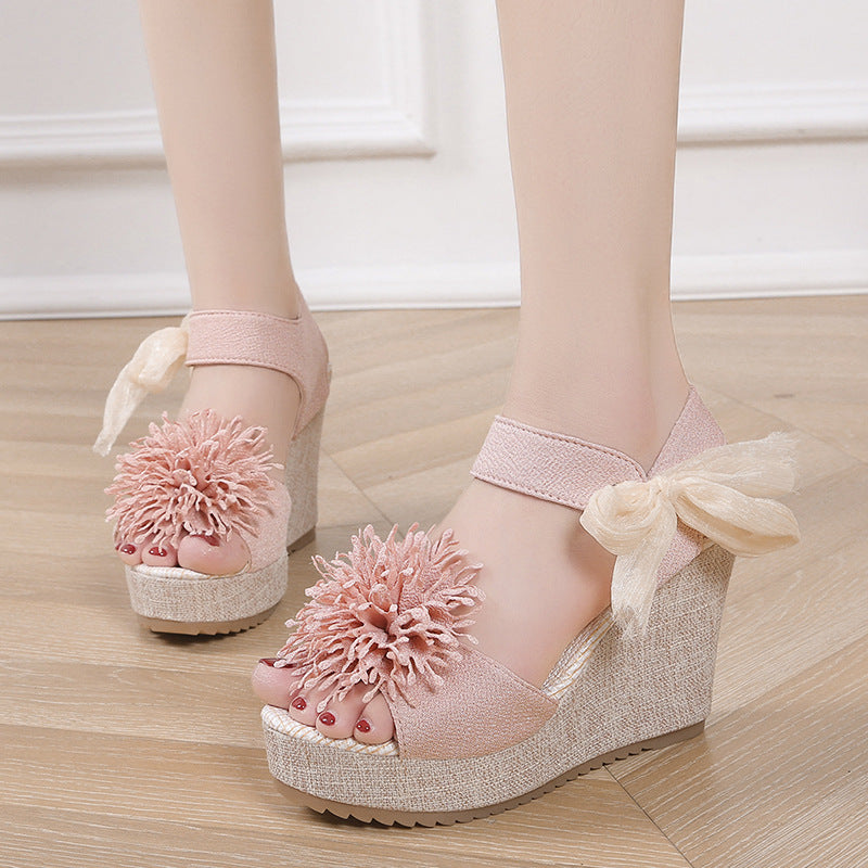 Plus Size Sandals Women's Platform Wedge Peep Toe Korean Style Platform - Enfance-Heureuse
