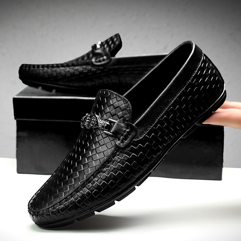 Spring And Summer White Lazy Doug Shoes Men's British Casual Leather Shoes - Enfance-Heureuse
