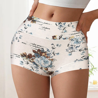 Fashion Color Contrast Big Flower Women's Boxer Underwear Sexy Sheath Belly Contracting Pure Cotton - Enfance-Heureuse