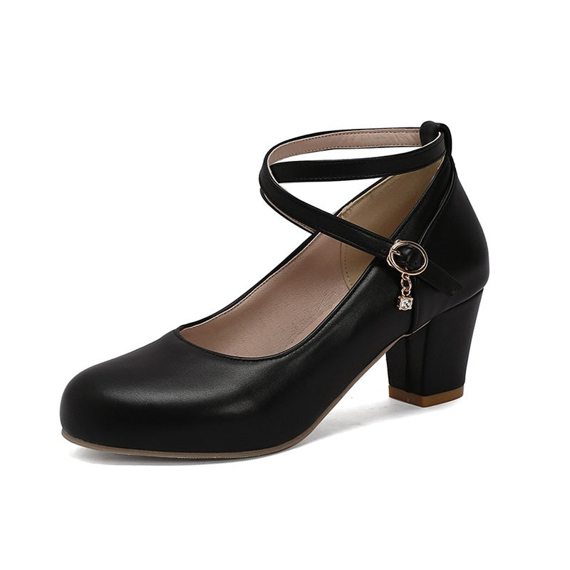 Chunky Heel High Heel Shoes Mary Jane Shoes Work Shoes - Enfance-Heureuse