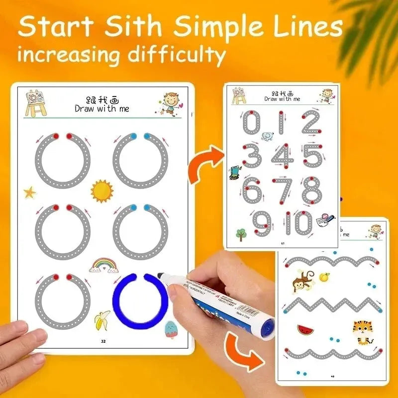 Magical Tracing Workbook Control Training Book Reusable Magic Practice Copybook Children Montessori Drawing Education Stationery - Enfance-Heureuse