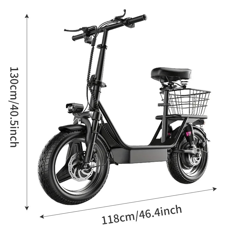 Patinete eléctrico de viaje urbano ligero para adultos, patinete eléctrico con Motor de pico de 650W, patinete eléctrico con cesta multifuncional de 36V y 13AH