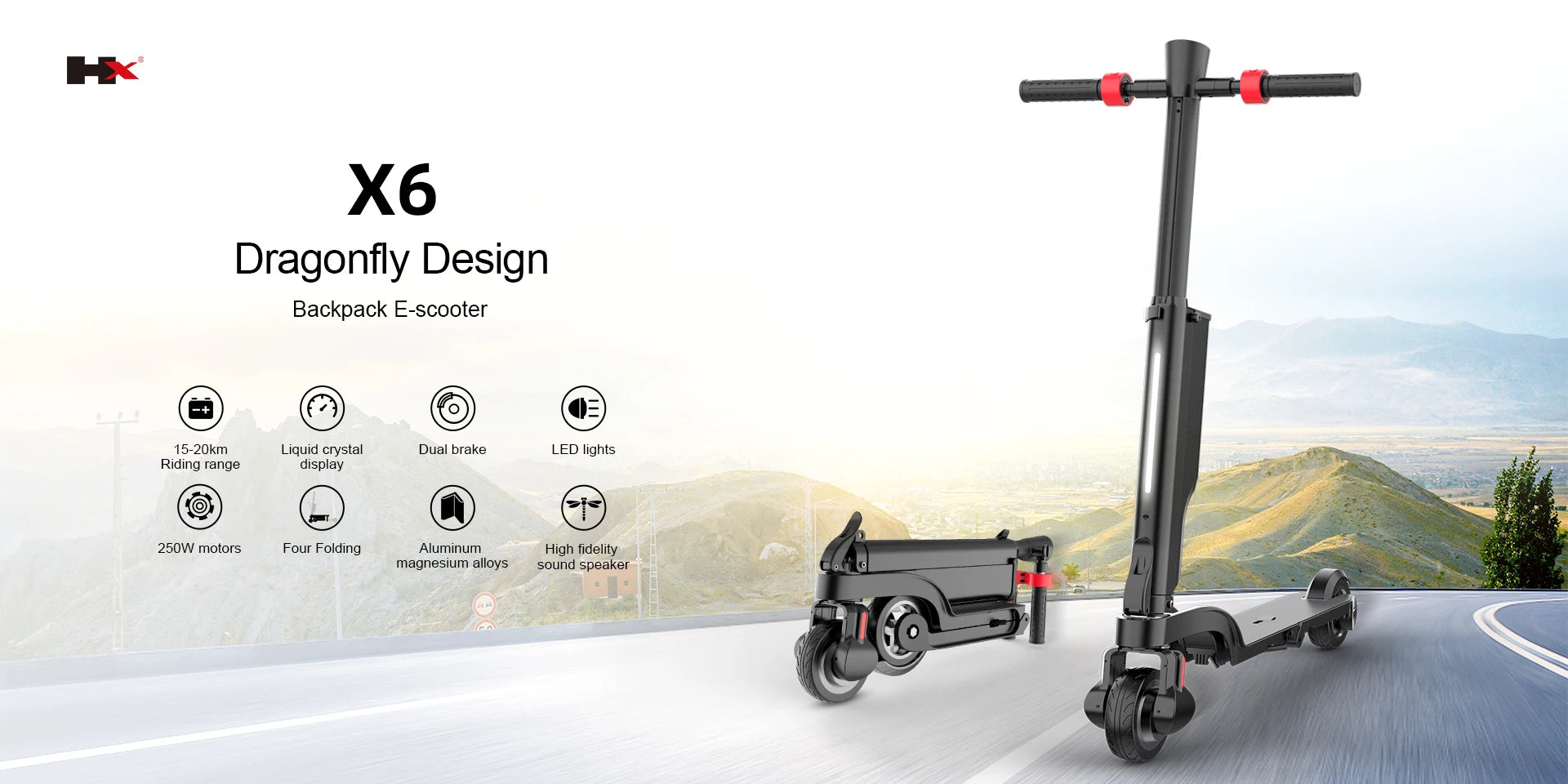 HX X6 electric scooter Foldable 350W 25KM/H Electric scooters 7.5AH 36V E Scooter 5.5 Inch Escooter for Adults - Enfance-Heureuse