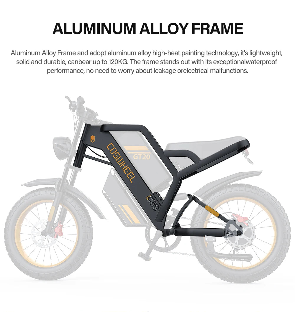 Coswheel Ebike GT20 Adult Electric Motorcycle Mountain Bikes 20Inch 48V Electric bike Fatbike Adult Motorcycles Drit bike - Enfance-Heureuse