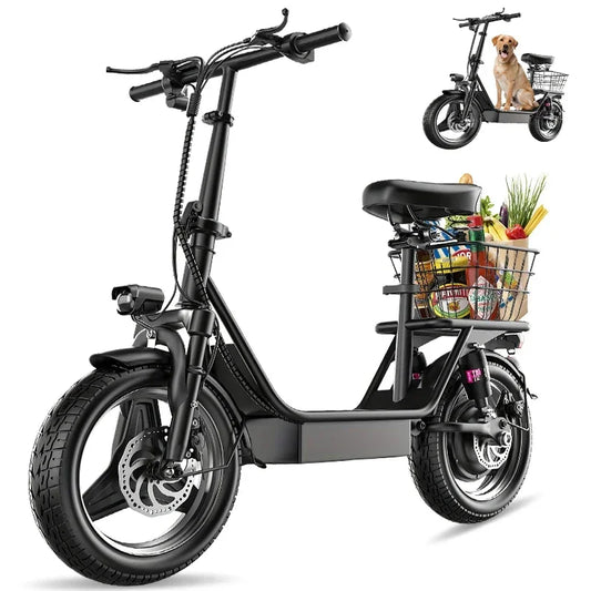 Adult Lightweight Urban Commuting Electric Scooter, Peak 650W Motor E-Scooter, 36V 13AH Multifunctional Basket Electric Scooter