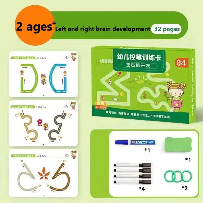 Magical Tracing Workbook Control Training Book Reusable Magic Practice Copybook Children Montessori Drawing Education Stationery - Enfance-Heureuse