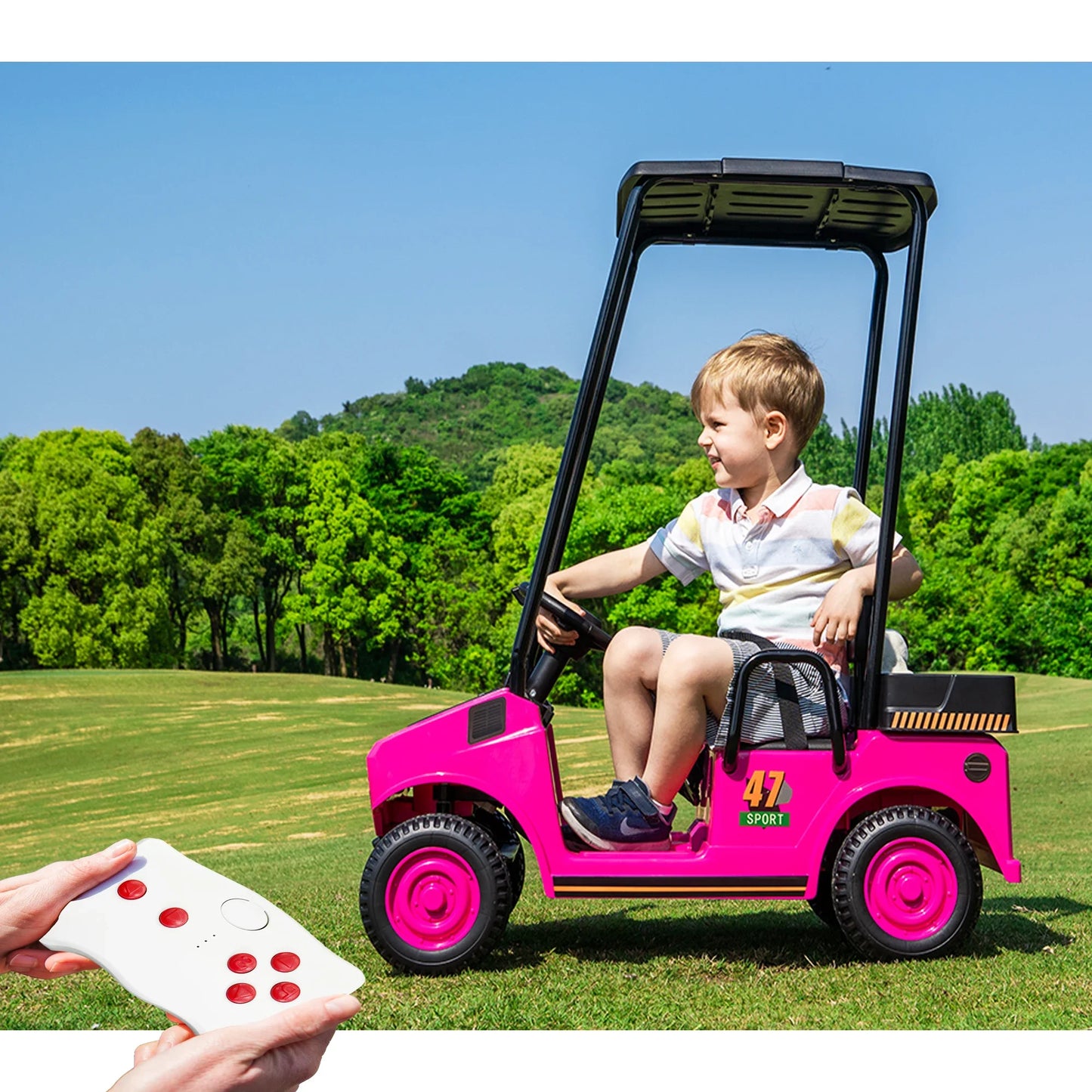 Jouet à chevaucher pour enfants de 3 ans et plus, voiturette d'entretien de golf avec toit