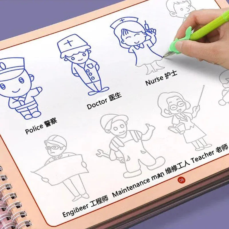 Magic Book Curious Copybook Children Drawing Books 3D Groove Reusable Educational Montessori Games for Writing Practice Book - Enfance-Heureuse