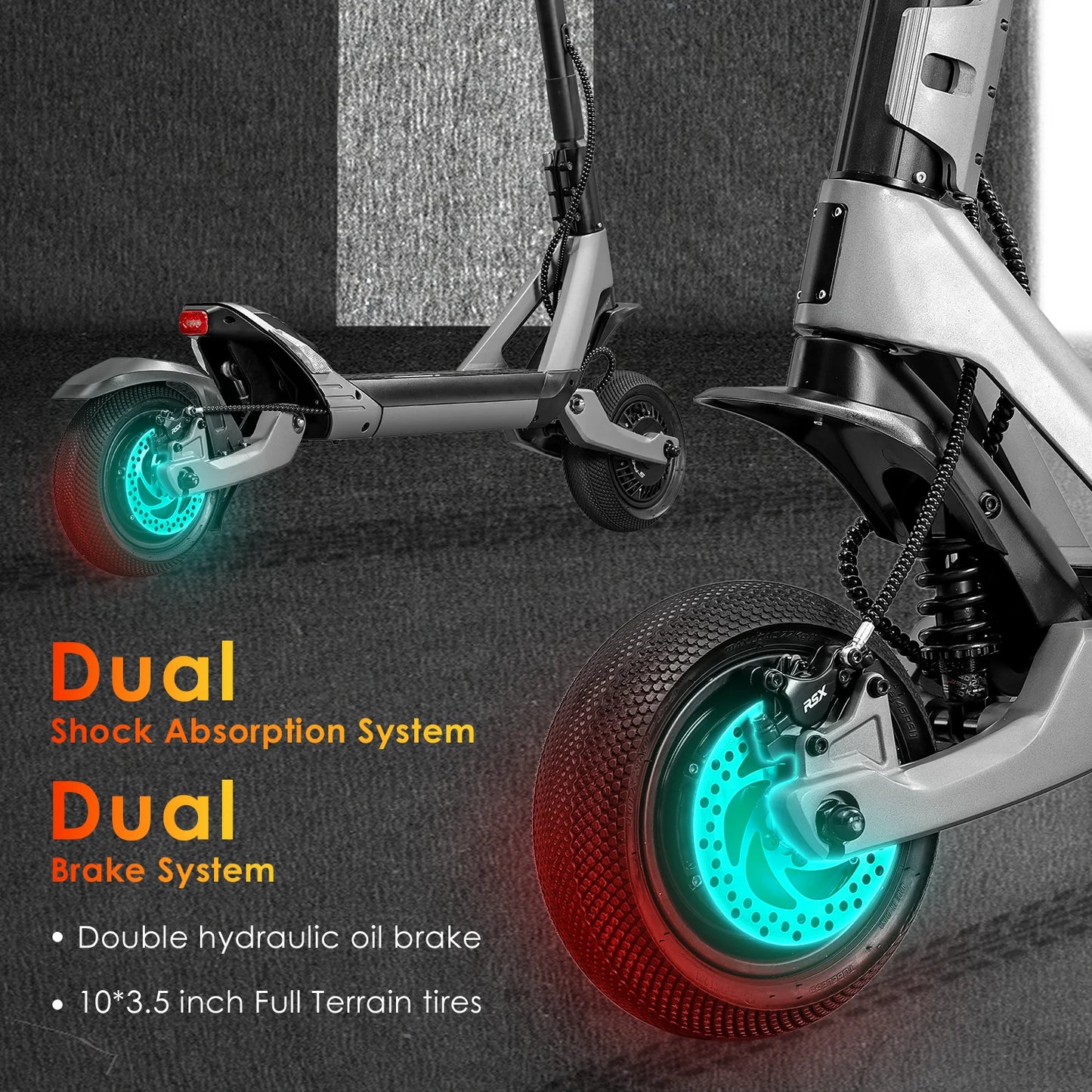 HEZZO F6 Electric Scooter 60V 1600W Dual Motors 10inch Off-road Folding Escooter 23AH Lithium Battery Long Range Full Suspension - Enfance-Heureuse