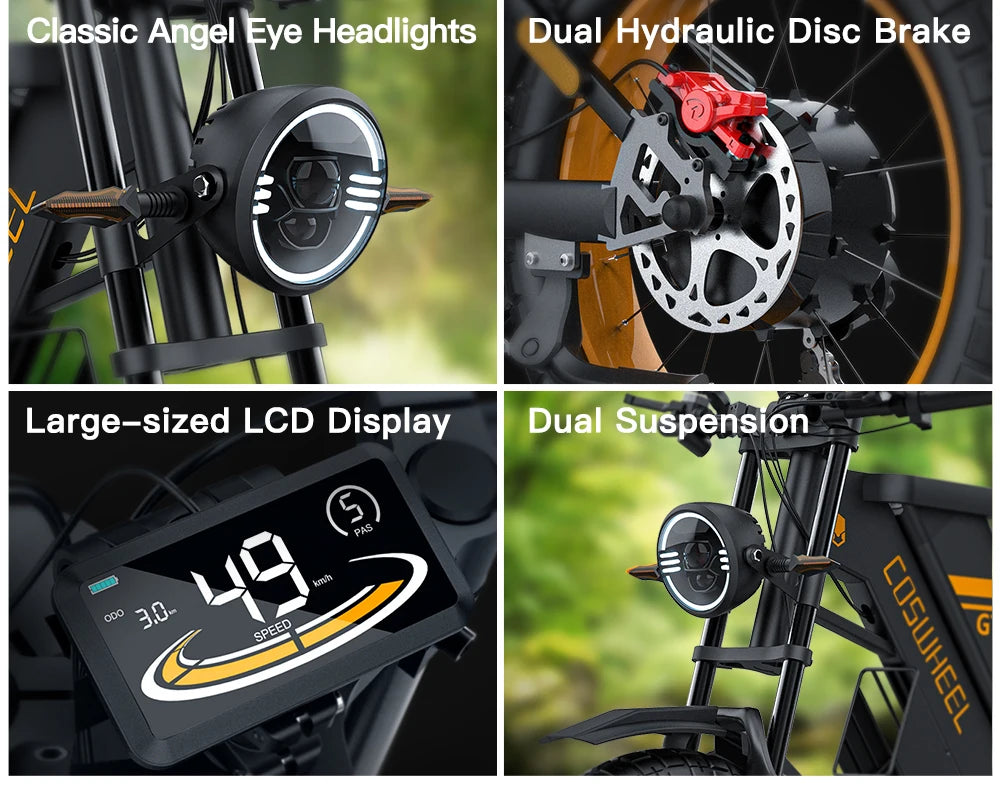 Coswheel Ebike GT20 Adult Electric Motorcycle Mountain Bikes 20Inch 48V Electric bike Fatbike Adult Motorcycles Drit bike - Enfance-Heureuse