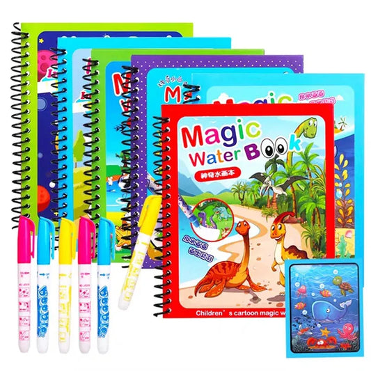 Libro mágico de dibujo en agua para niños, libro para colorear reutilizable, pintura, juguetes sensoriales de dibujo, juguetes Montessori para educación temprana para niños