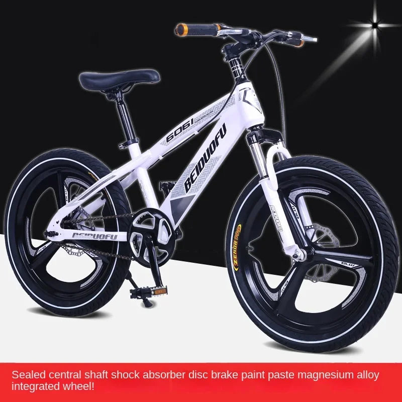 Vélo de montagne à double frein à disque pour enfants, absorbant les chocs, vitesse unique