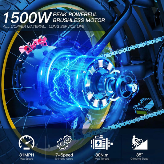 Coswheel Ebike GT20 Adult Electric Motorcycle Mountain Bikes 20Inch 48V Electric bike Fatbike Adult Motorcycles Drit bike - Enfance-Heureuse