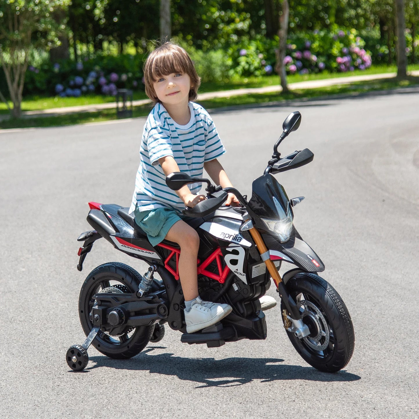 Moto eléctrica Aprilia con licencia, juguete para niños.