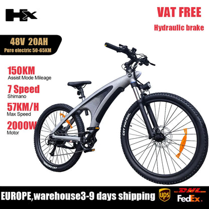 HX Q5 2000W Ebike Adult Electric Mountain Bicycle 27.5 inch Electric Bike 57km/h Removable battery Moped E Bikes Road Bike - Enfance-Heureuse