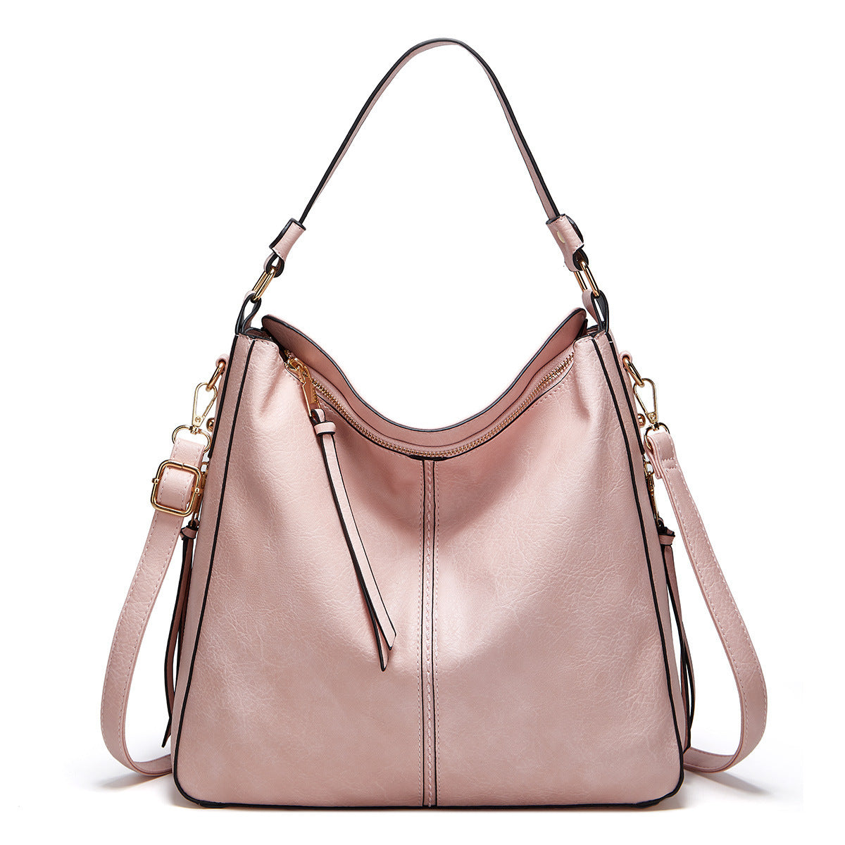 Hobos Zipper Bucket Bags With Adjustable Shoulder-strap Handbags Temperament High Capacity Messenger Shoulder Bag For Women - Enfance-Heureuse