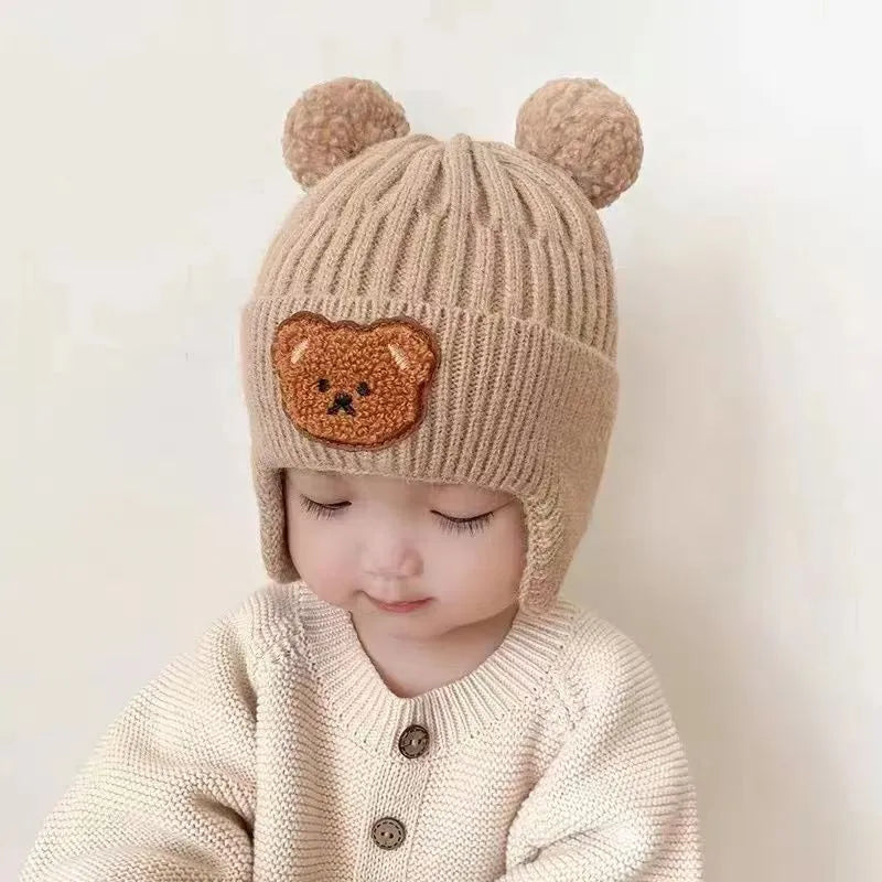 Gorro para niños Otoño e Invierno Gorro con Mangas para niñas Estilo Coreano