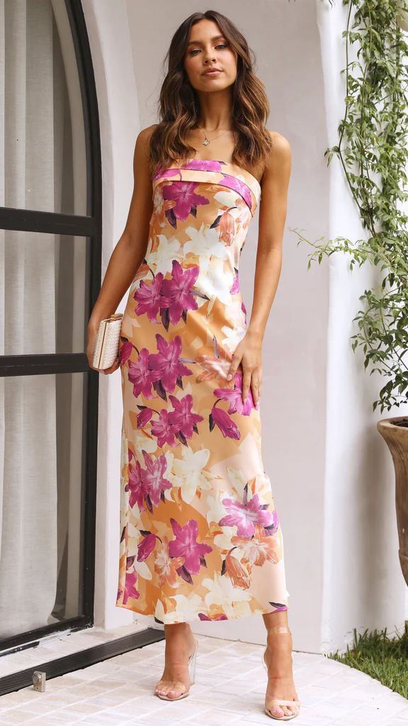 Robe longue d'été à col tube et dos nu, imprimé floral tendance, tenue de soirée pour femme