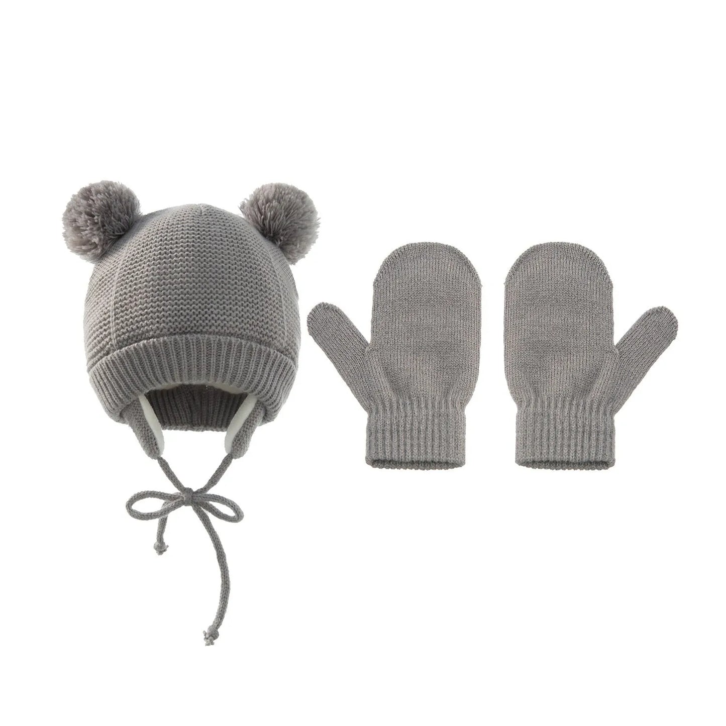 Gorro trenzado para niños, guantes, protección auditiva cálida, gorro tejido para niños