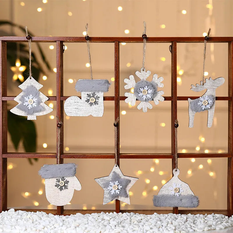 Christmas Tree Wooden Plush Decoration Pendant - Enfance-Heureuse