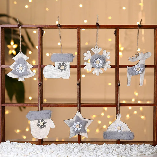 Christmas Tree Wooden Plush Decoration Pendant - Enfance-Heureuse