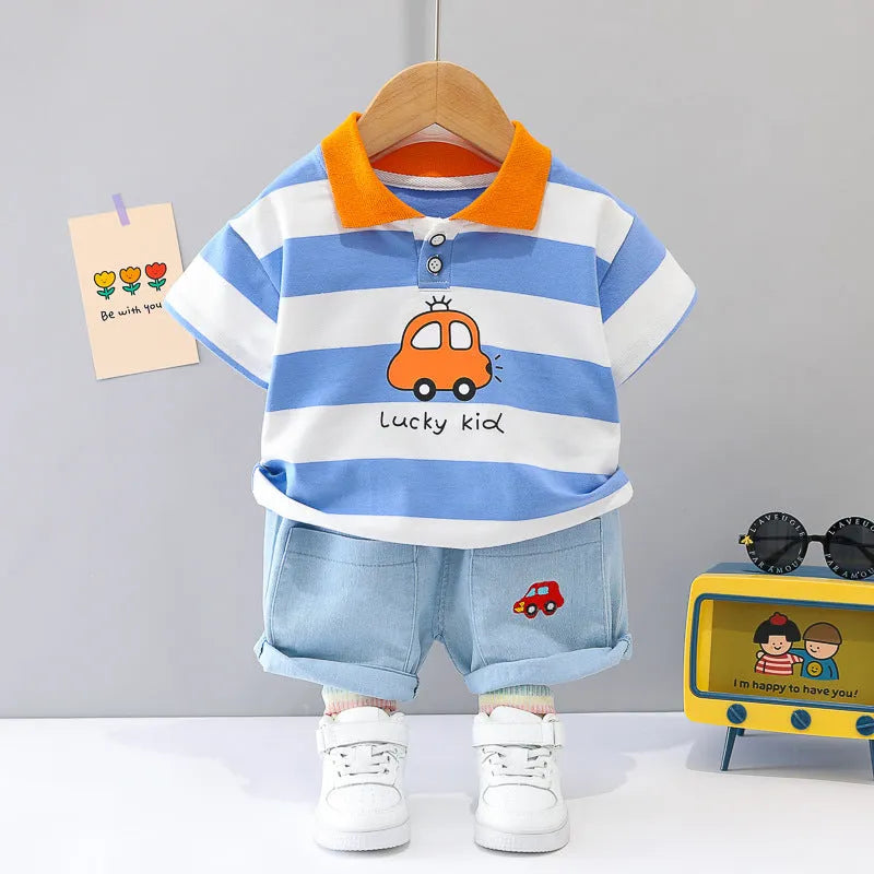 Boys' Summer Short Sleeve Korean Style Lapel Polo Shirt