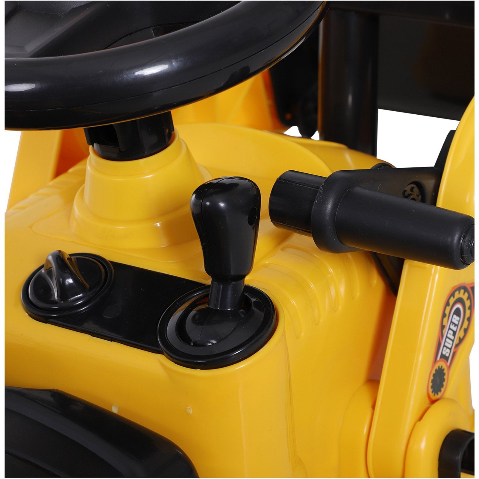 Kids Ride On Excavator Toy, Yellow Pull Cart Bulldozer With Bucket, Horn, Steering Wheel, For Toddler - Enfance-Heureuse