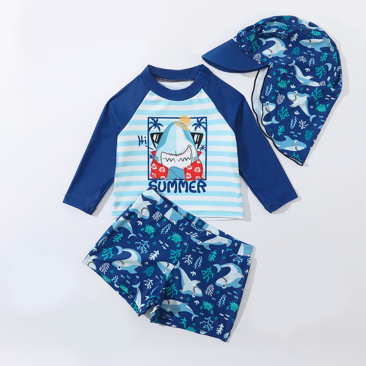 New Boy Split Swimsuit Long Sleeve Sun Protection - Enfance-Heureuse