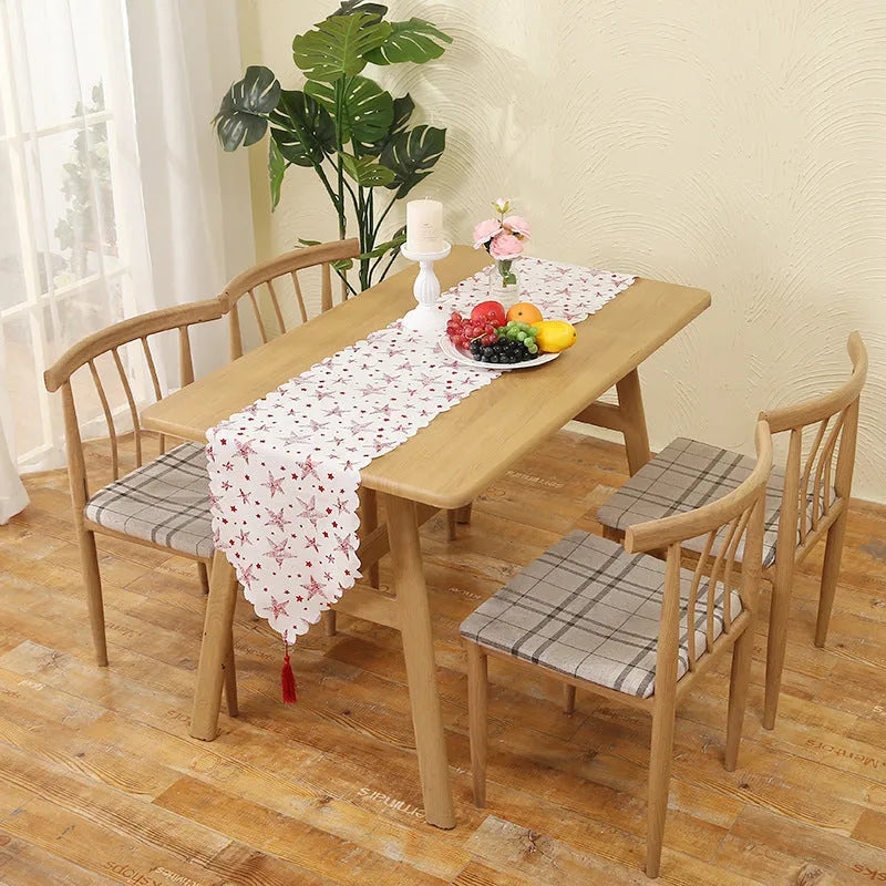 Christmas Snowflake Leaves Table Runner Table Decoration Decorations - Enfance-Heureuse