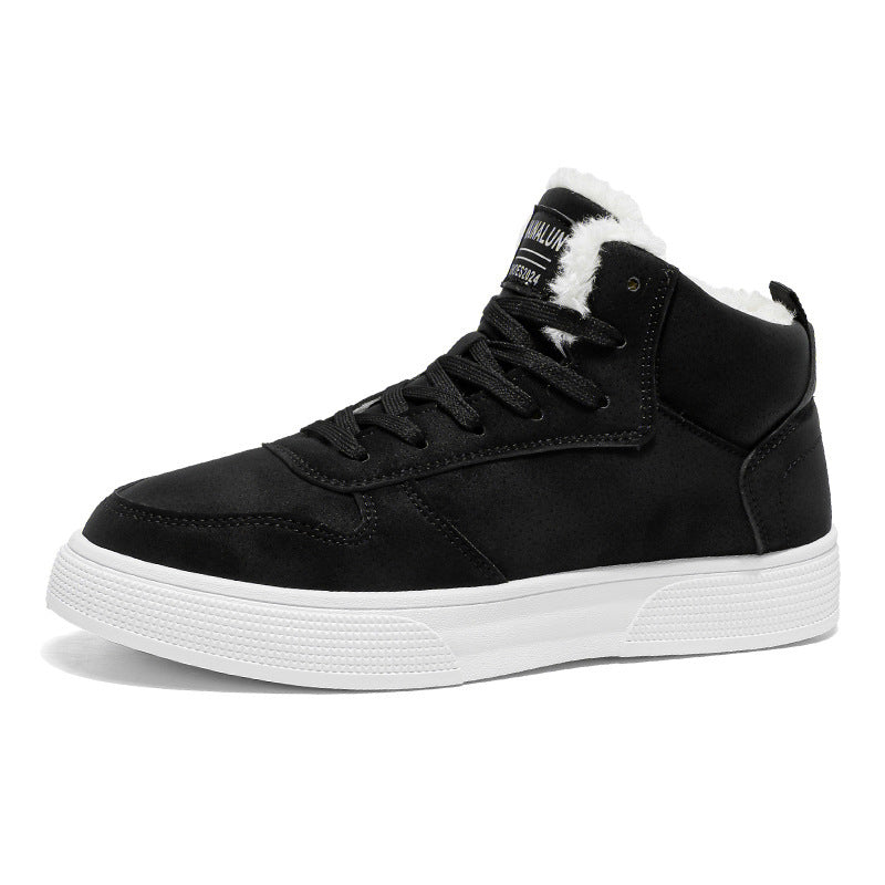 Plus Size Men's High-top Winter Warm Fleece-lined Casual Fashion Sports Cotton Shoes