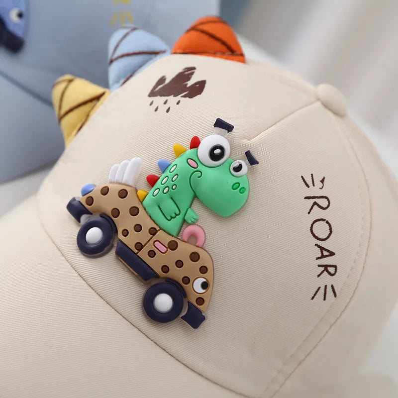 Dinosaur Car Peaked Cap Korean Style Boys And Girls Embroidery