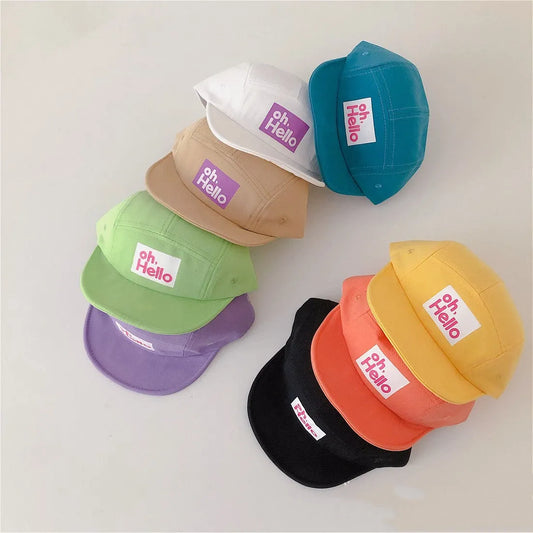 South Korea With The Same Paragraph Pressure Rubber Letters Children's Soft Brim Duck Tongue Hats - Enfance-Heureuse