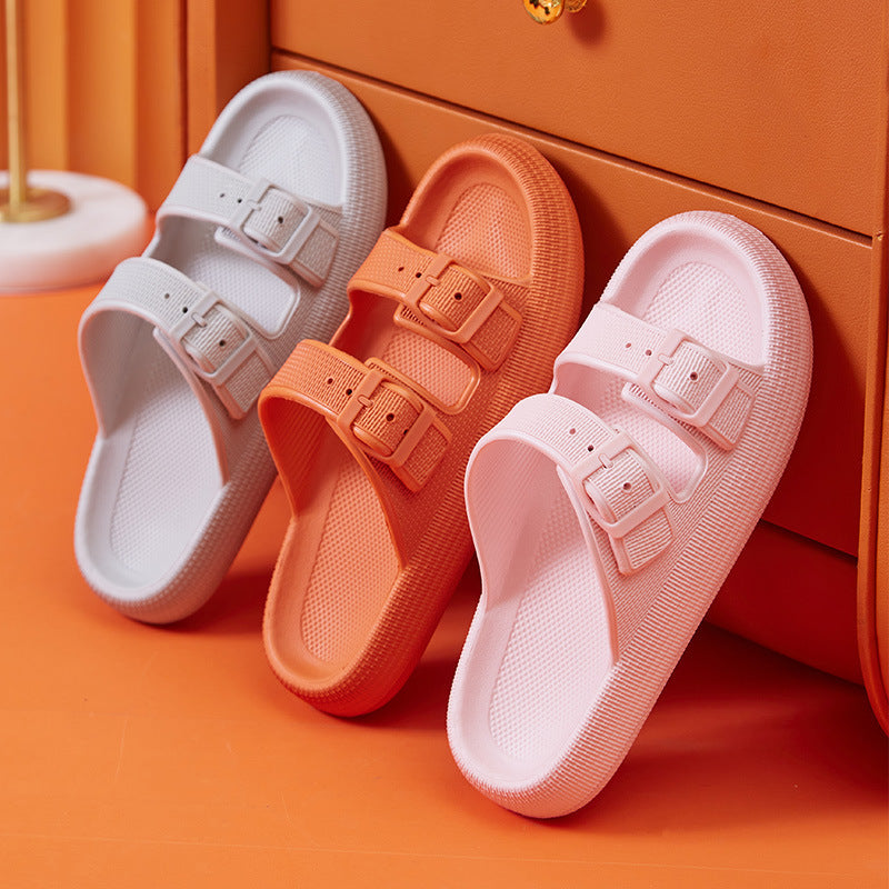 Platform Slippers Women's Summer Buckle Home Shoes Fashion Outdoor Wear Soft Bottom Sandals - Enfance-Heureuse