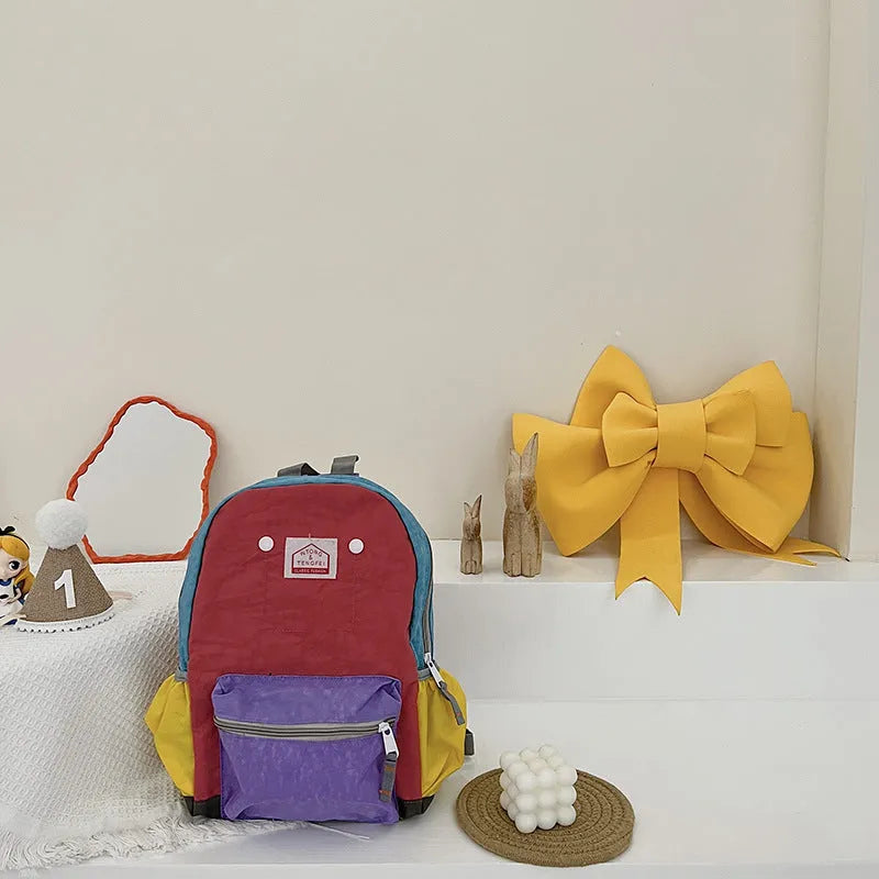 Bolsos para niños Mochila de lona simple y liviana Protección de la columna vertebral para niños y niñas