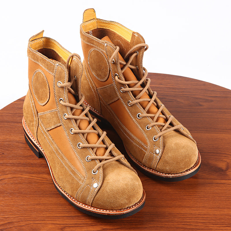 Leather Stitching Paratrooper Work Ankle Boots - Enfance-Heureuse