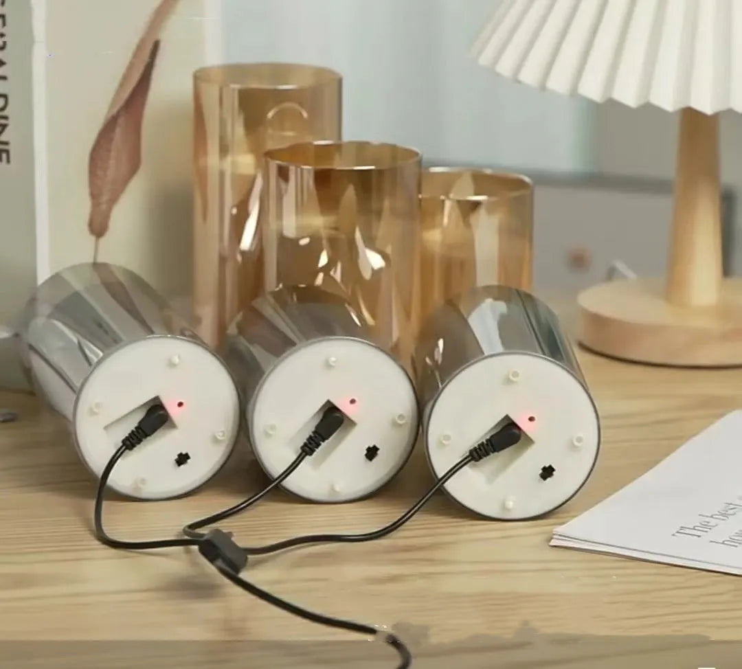 Electroplated Glass LED Electronic Candle Lights Wholesale Rechargeable - Enfance-Heureuse